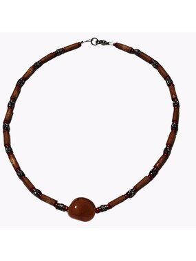 Retro Orange Gemstone Beaded Choker Necklace Boho Statement Fashion Jewelry